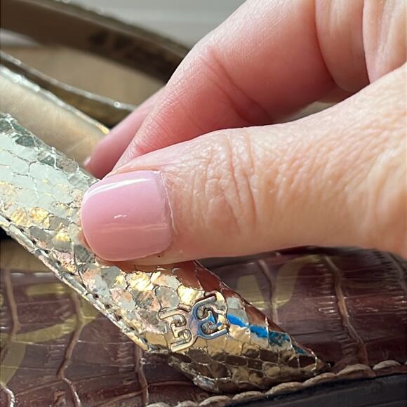 Sam Edelman Giles Gold Snakeskin Print Knotted Thong Sandals - Picture 4 of 14